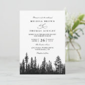 Invitation Arbres forestiers pin bois rustique code QR mariag (Debout devant)