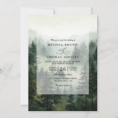Invitation Arbres Pin Forêt Rustique Élégant Code QR Mariage (Devant)