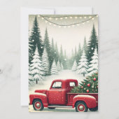 Invitation Arbres pins rustiques Camion rouge d'hiver Fête de (Dos)