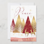 Invitation Arbres rouges d'or moderne Deer Peace Salutation d (Devant)