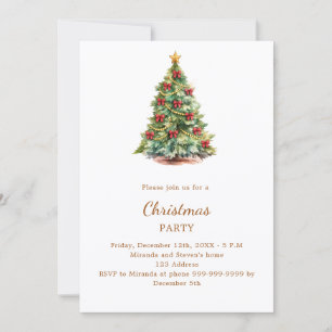 Invitation Arbres rubans rouges Fête de Noël