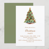 Invitation Arbres rubans rouges Fête de Noël (Devant / Derrière)
