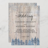 Invitation Arbres rustiques Snowy Mariage de forêt d'hiver (Devant / Derrière)