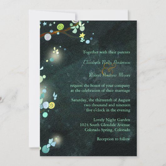 Invitation Arbres scintillants dans le Mariage de forêt d'Elv (Dos)