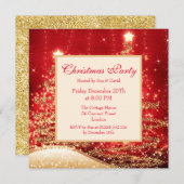 Invitation Arbres scintillants de fête de Noël rouges avec pa (Devant / Derrière)