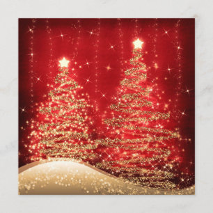 Invitation Arbres scintillants de Noël élégants en rouge