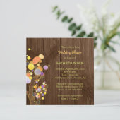 Invitation Arbres sur Wedding shower de grain de bois rustiqu (Debout devant)