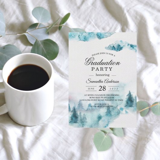 Invitation Arbres verts et blancs d'hiver simples et modernes