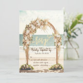 Invitation Arbuste de mariage de plage Roses RSVP (Debout devant)