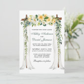 Invitation Arc à canopée mariage Aquarelle Jaune Floral Vert (Debout devant)