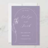Invitation Arc à fleurs Line Art Lavender Enregistrer la date (Devant)