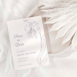 Invitation Arc à fleurs Line Art Lavender Enregistrer la date