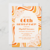 Invitation Arc à fleurs rétro Orange Peach Anniversaire (Devant)