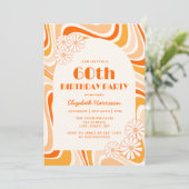 Invitation Arc à fleurs rétro Orange Peach Anniversaire (Debout devant)