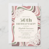 Invitation Arc à fleurs Retro Sage Brown Peach Anniversaire (Devant)