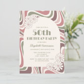 Invitation Arc à fleurs Retro Sage Brown Peach Anniversaire (Debout devant)