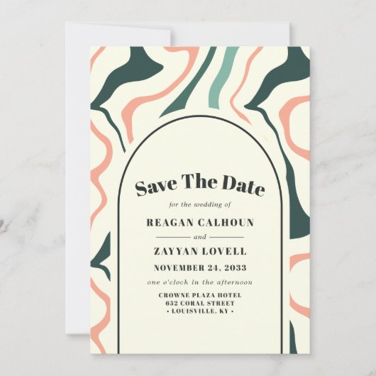 Invitation Arc Arc Retro Arc Mint Rose Vert Enregistrer La Da (Devant)