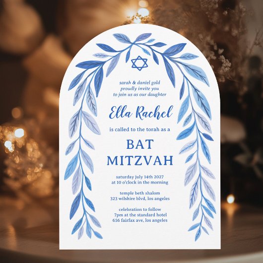 Invitation Arc Bat mitzvah de la barre d'aquarelle botanique