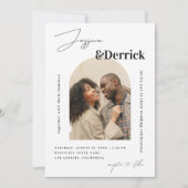Invitation Arc blanc moderne 2 Photos Minimal QR Code Mariage (Devant)