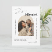 Invitation Arc blanc moderne 2 Photos Minimal QR Code Mariage (Debout devant)