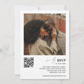 Invitation Arc blanc moderne 2 Photos Minimal QR Code Mariage (Dos)