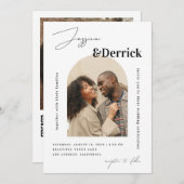 Invitation Arc blanc moderne 2 Photos Minimal QR Code Mariage (Devant / Derrière)