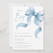 Invitation Arc bleu aquarelle C'est un baby shower garçon (Devant)