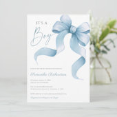 Invitation Arc bleu aquarelle C'est un baby shower garçon (Debout devant)