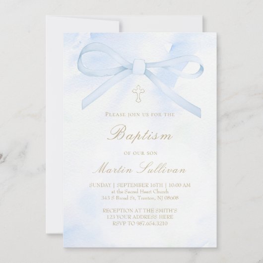 Invitation arc bleu | Baptême (Devant)