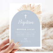 Invitation Arc bleu Boho Floral Boys Baptême Christening