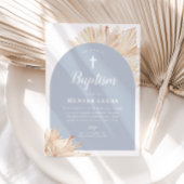 Invitation Arc bleu Boho Floral Boys Baptême Christening