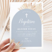 Invitation Arc bleu Boho Floral Boys Baptême Christening
