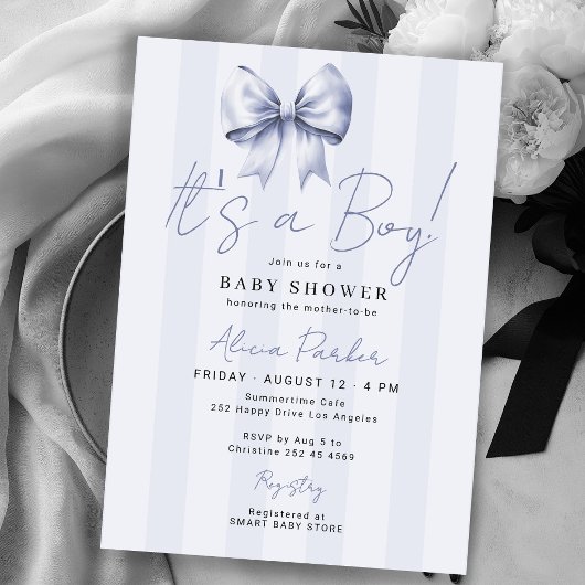 Invitation Arc bleu C'est un garçon Baby Shower