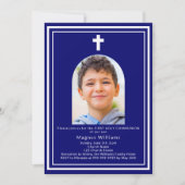 Invitation Arc bleu marine photo garçon Première communion (Devant)