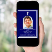 Invitation Arc bleu marine photo garçon Première communion