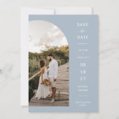 Invitation Arc bleu moderne Dusty Photo QR Code Enregistrer l (Devant)