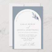 Invitation Arc Bleu Moderne Mariage Script Botanique En (Devant)
