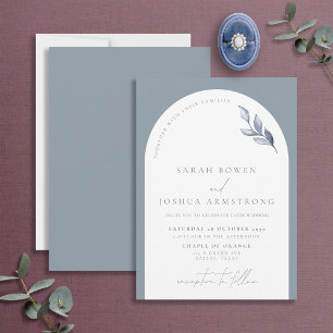 Invitation Arc Bleu Moderne Mariage Script Botanique En