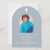 Invitation Arc bleu poussiéreux garçon photo première communi (Devant)