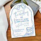 Invitation Arc bleu rétro moderne dessiné à la main de manièr