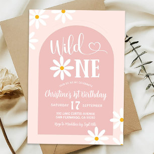 Invitation Arc bohème rose Daisy Wild One Premier Anniversair