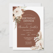 Invitation Arc Bohème Terracotta Fleurs Anniversaire 30 ans D (Devant)