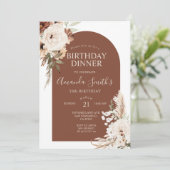 Invitation Arc Bohème Terracotta Fleurs Anniversaire 30 ans D (Debout devant)