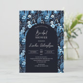 Invitation Arc Boho aquarelle marine et fleurs sauvages blanc (Debout devant)