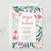 Invitation Arc Boho avec branches rétro et fleurs mariage (Devant)