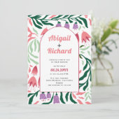 Invitation Arc Boho avec branches rétro et fleurs mariage (Debout devant)