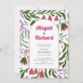 Invitation Arc Boho branches rétro et fleurs mariage (Devant)