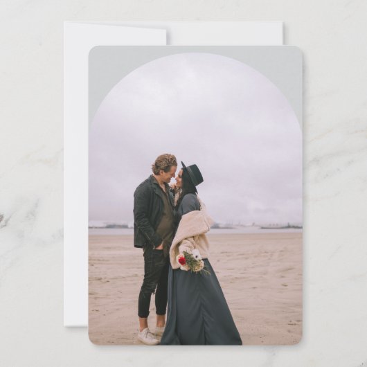 Invitation Arc boho moderne 2 photos gris clair mariage (Dos)