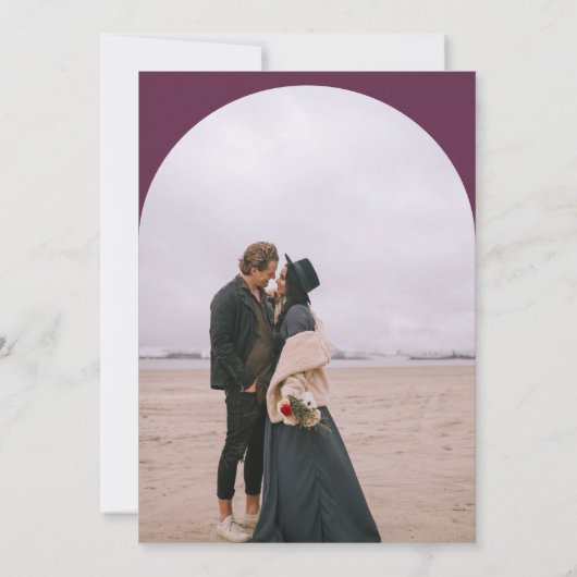 Invitation Arc boho moderne 2 photos mariage violet (Dos)