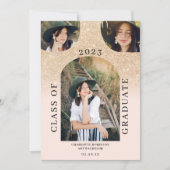 Invitation Arc boho moderne or chic rose 4 graduation photo (Devant)